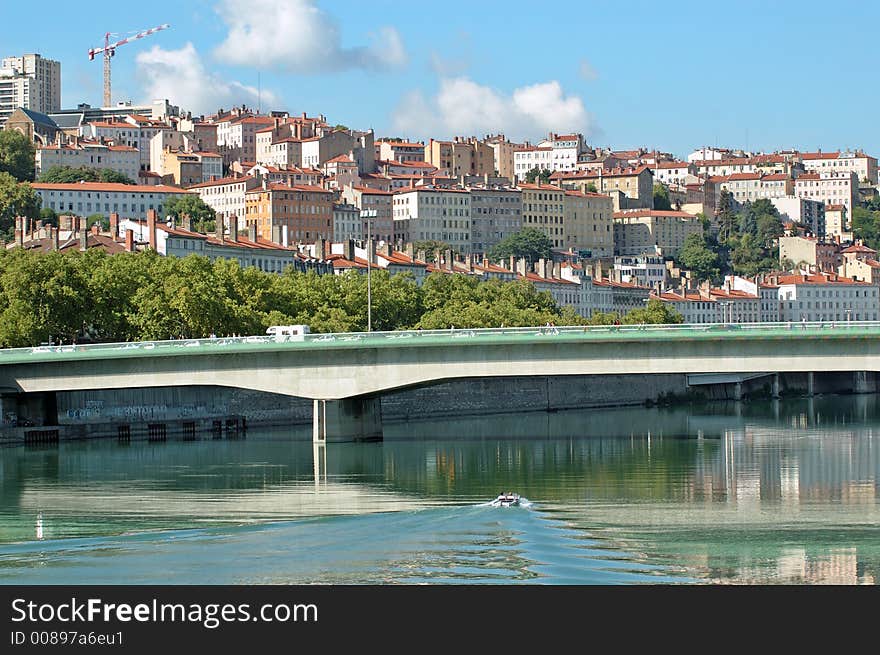 North of Lyon (France) The Rhone river. North of Lyon (France) The Rhone river