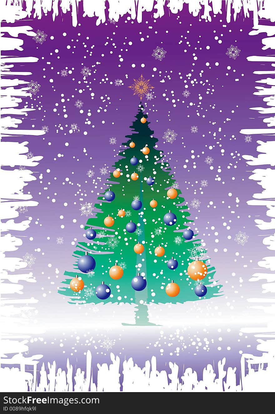 Floral christmas tree (vector background)