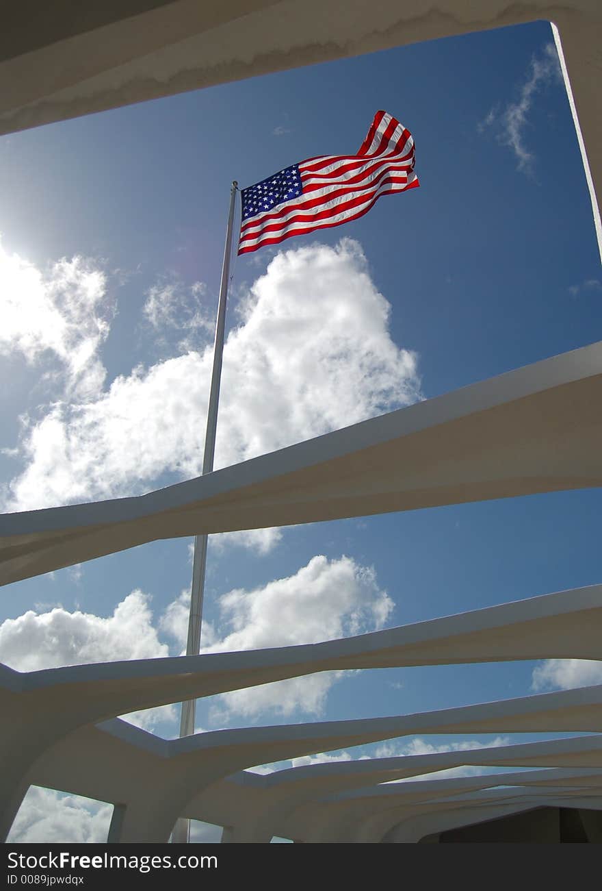 Flag at Pearl Harbor Memorial