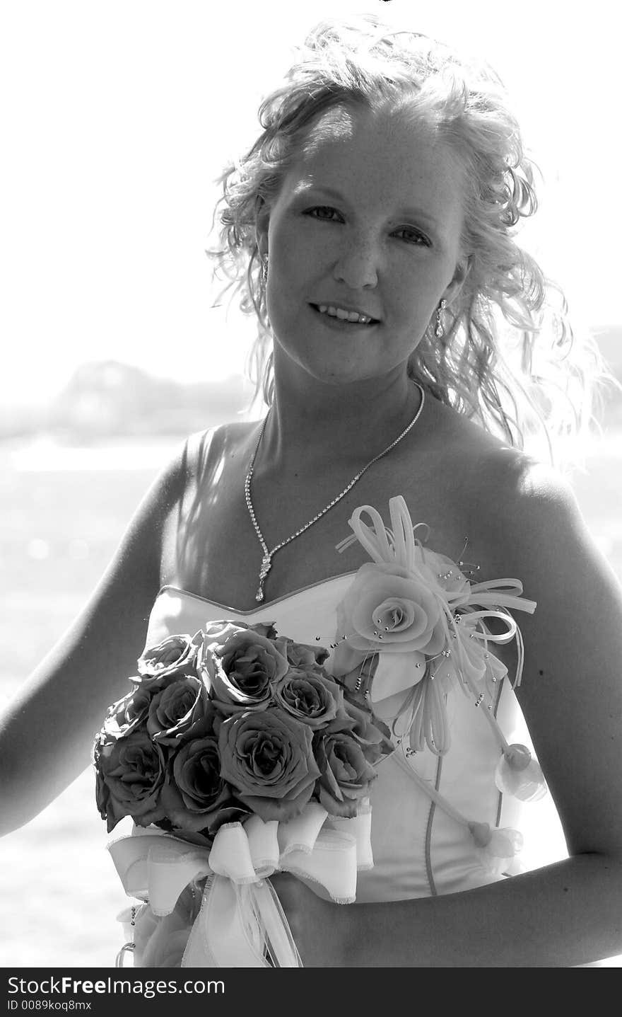 Blonde bride poses for photo. Blonde bride poses for photo