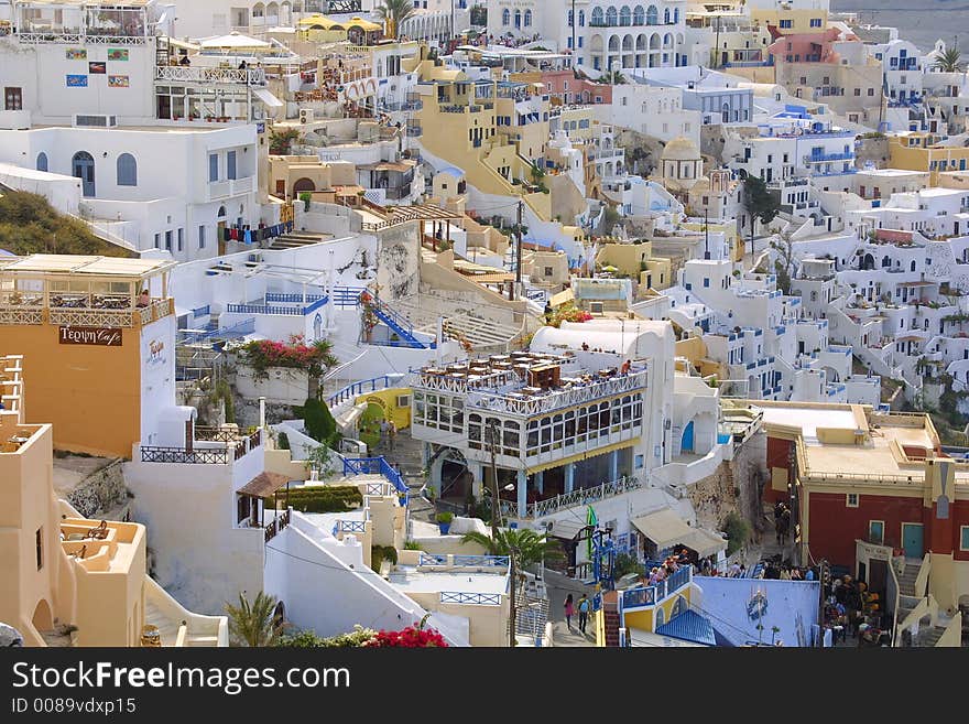 Happy holiday in greece of the island santorini