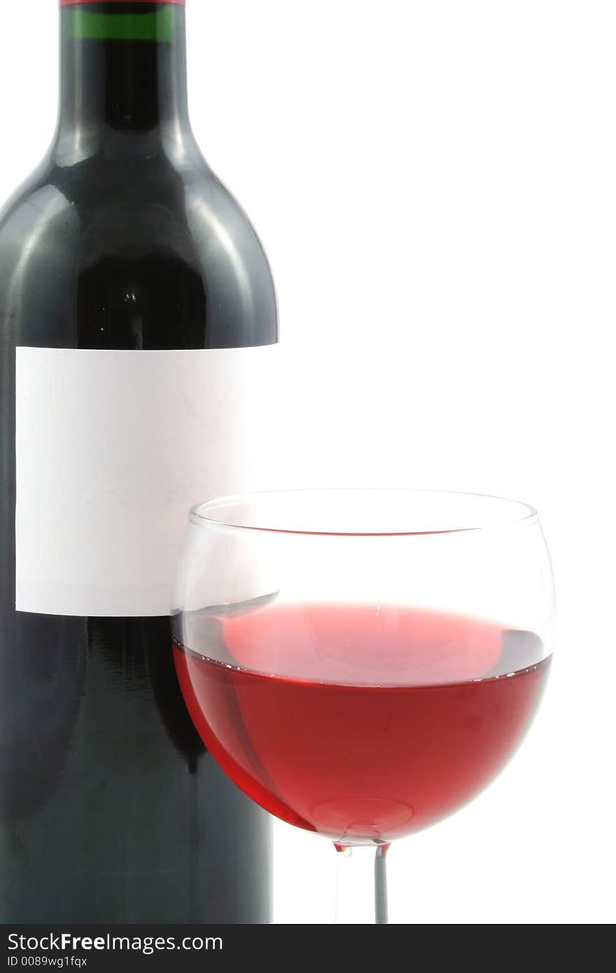 Wine bottle against a white background