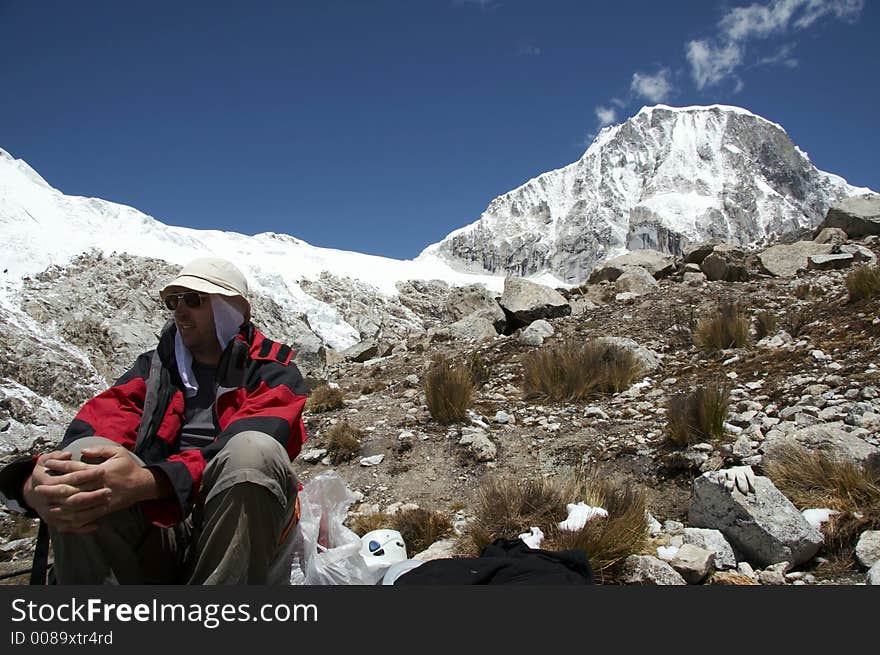 Climber in the Cordillera mountain