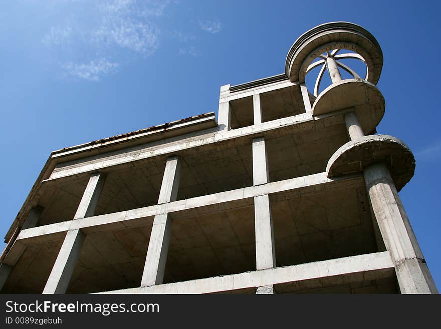 Construction of a apartment building. Construction of a apartment building.