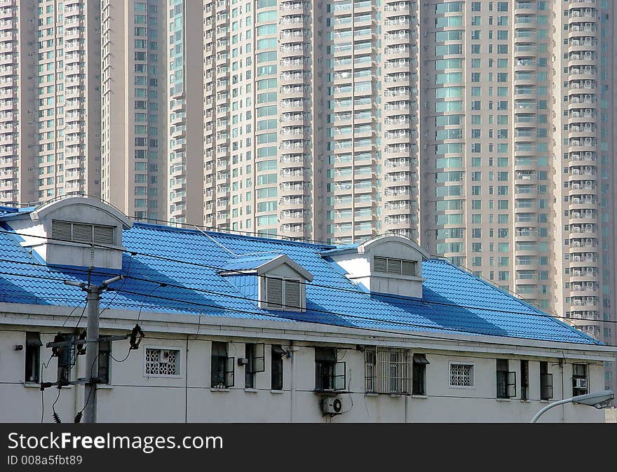 A bee's nest of modern residential developments in the Pudong district of Shanghai. A bee's nest of modern residential developments in the Pudong district of Shanghai.