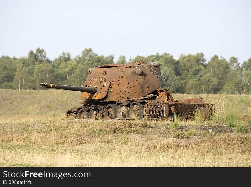 Tank wrack on a trainings area