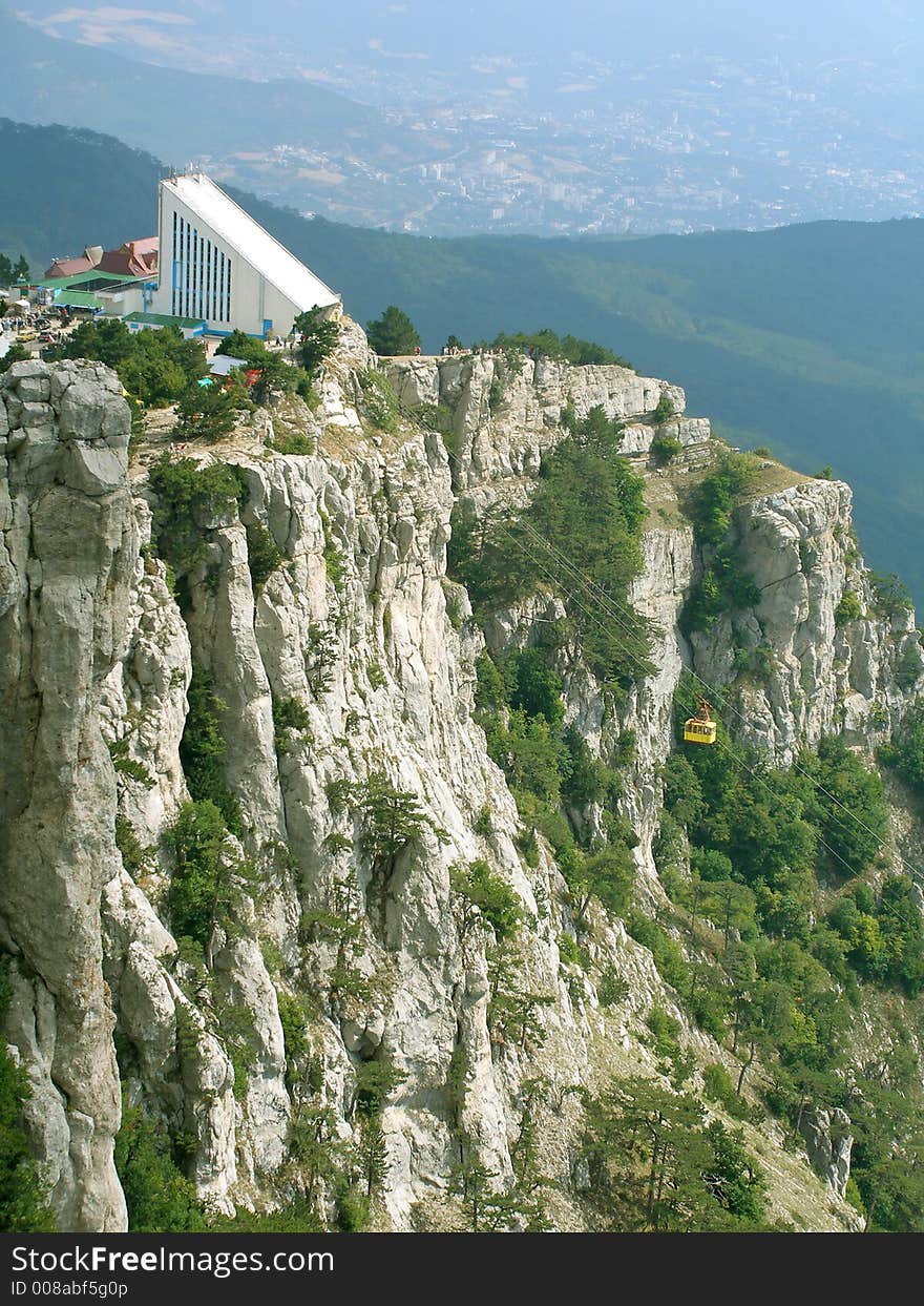 Cable railway and station on mountains