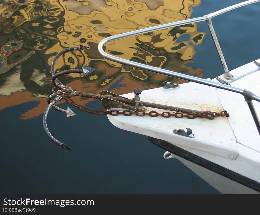 Reflection of anchor in the water