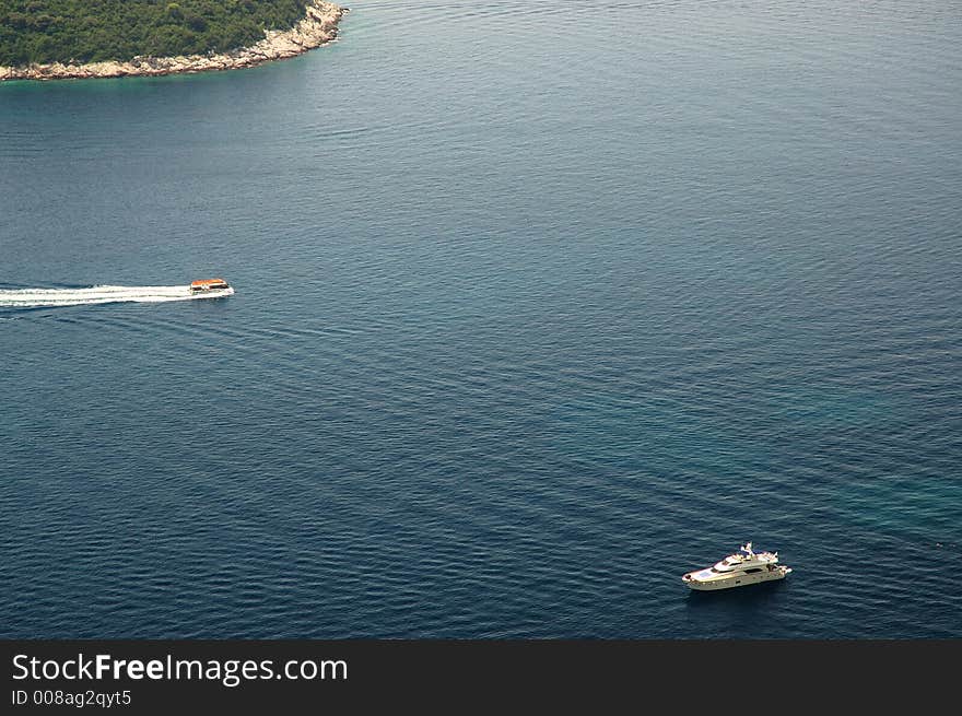 Water skiing, ocean, Dubrovnik, Croatia