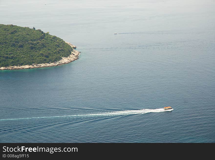 Water skiing, ocean, Dubrovnik, Croatia