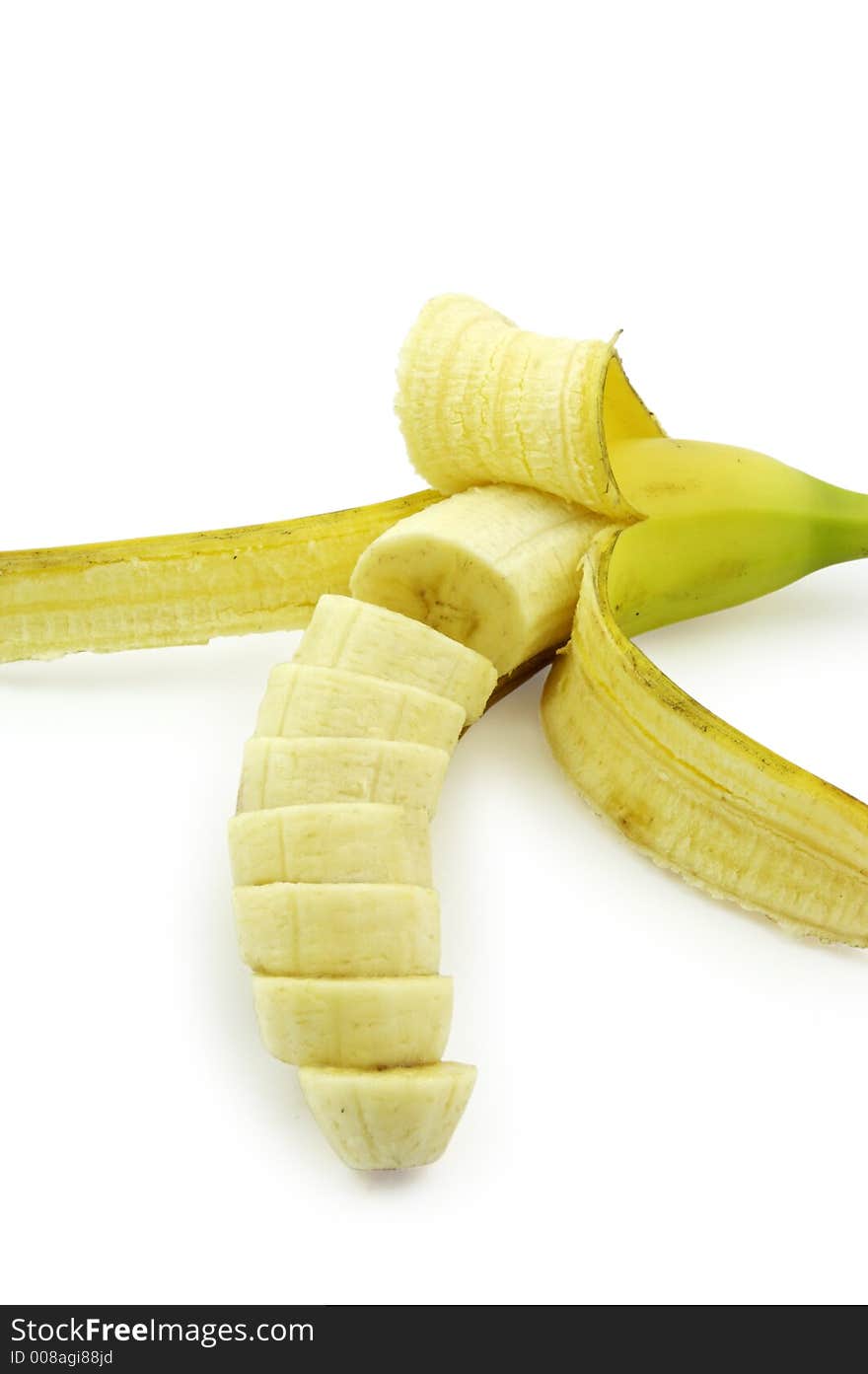 Sliced banana. Clipping path included.