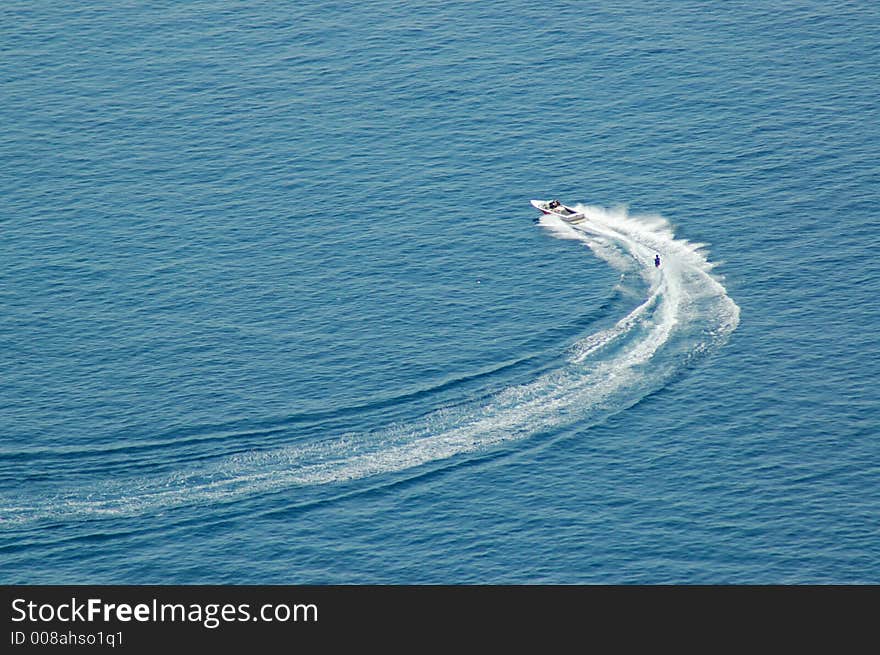 Water skiing, ocean, Dubrovnik, Croatia