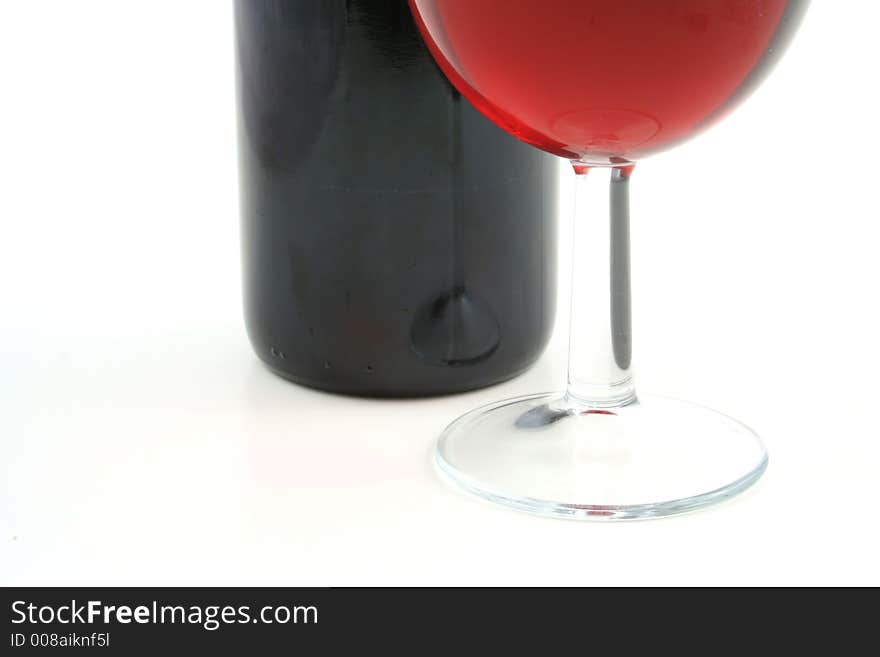 Wine bottle against a white background