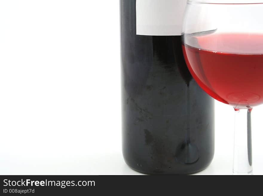 Wine bottle against a white background