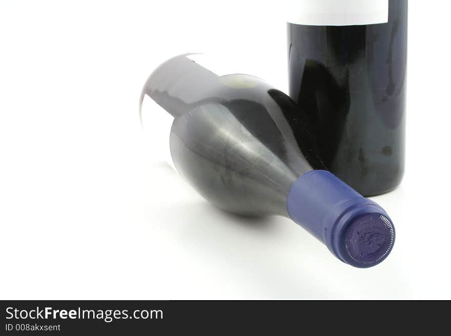 Wine bottle against a white background