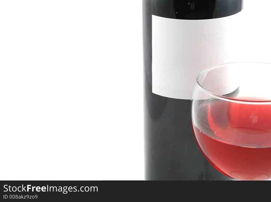 Wine bottle against a white background