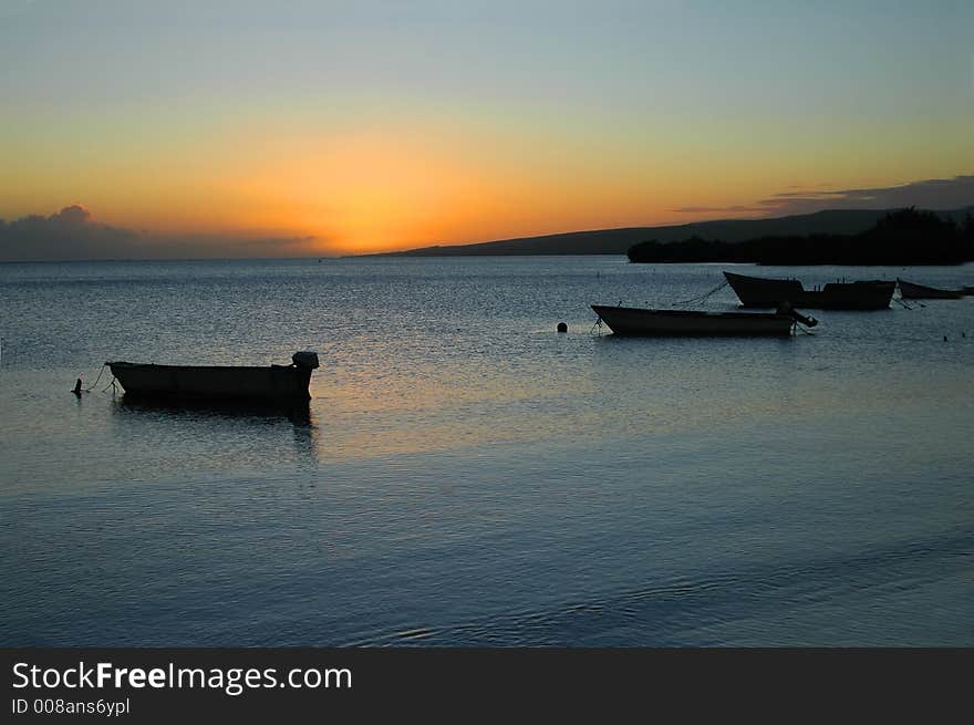 A beautiful sunset on the island of Molokai, Hawaii. A beautiful sunset on the island of Molokai, Hawaii