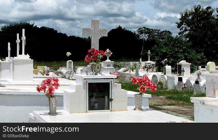 Crosses in a rural cemetery site. Crosses in a rural cemetery site