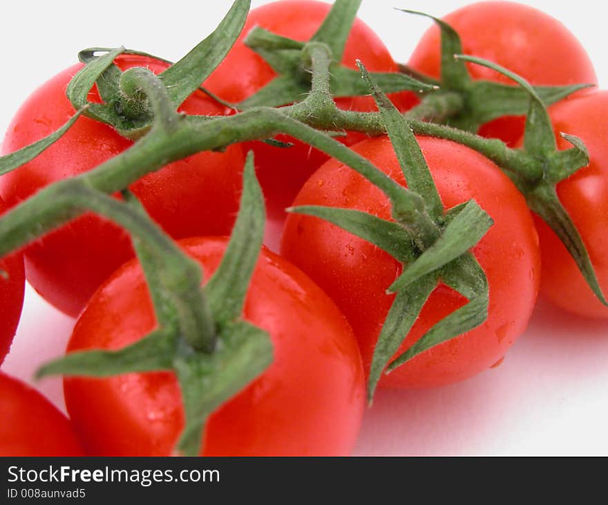 Tomatoes against a white background