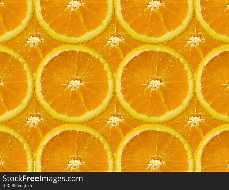 Fresh orange slice in a pattern as a background