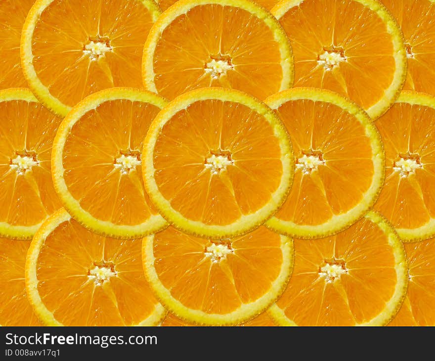 Fresh orange slice in a pattern as a background