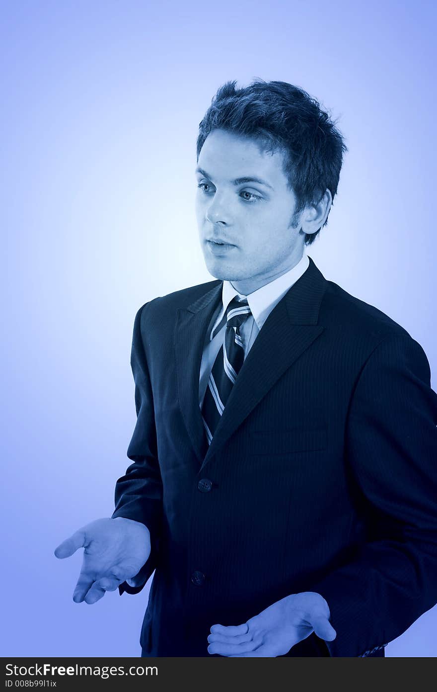 Business man over blue background