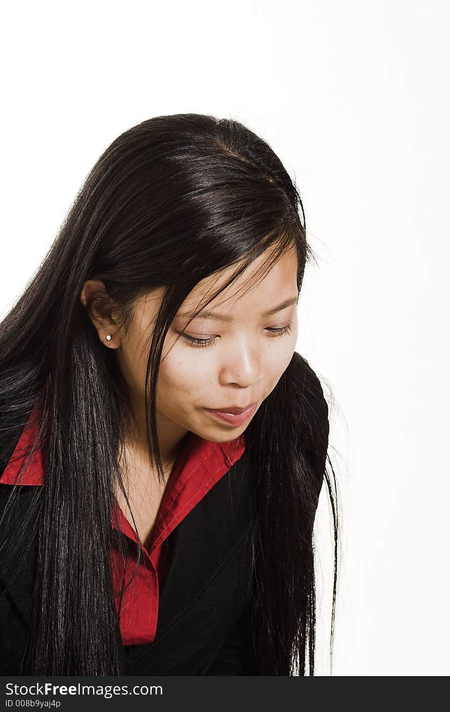 Woman portrait over white background