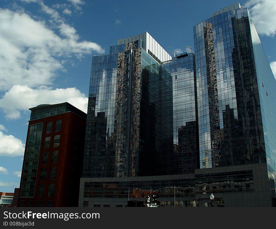 Reflective glass building on Boston's waterfront. Reflective glass building on Boston's waterfront.