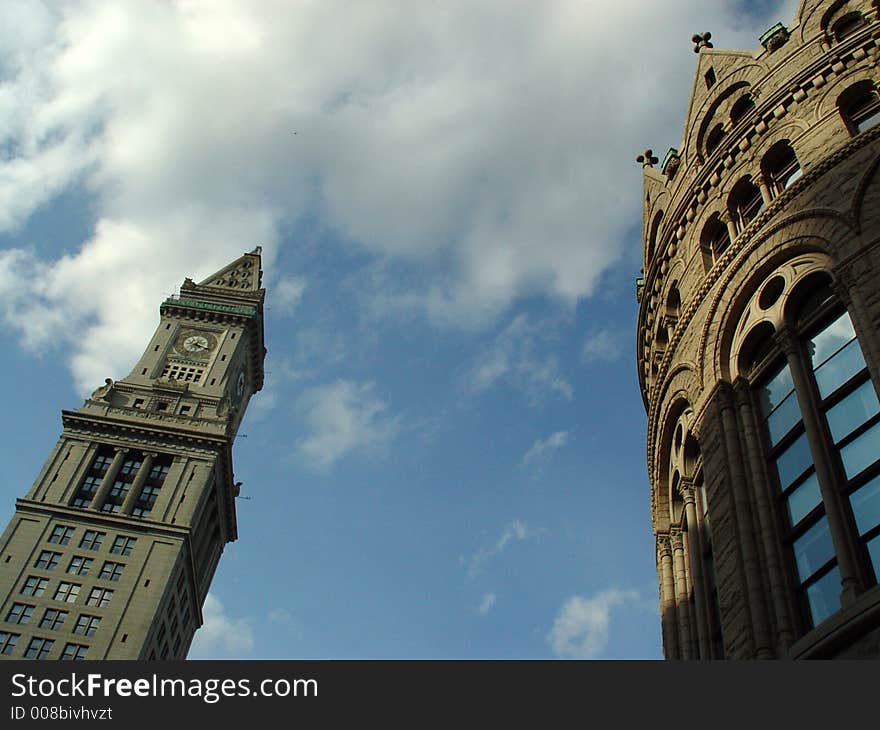 Photo of upper Custom House and old Boston Grain Exchange buildings. Photo of upper Custom House and old Boston Grain Exchange buildings.