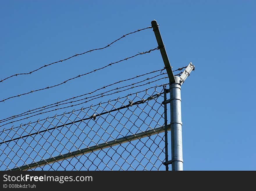 Security fence and barbed wire