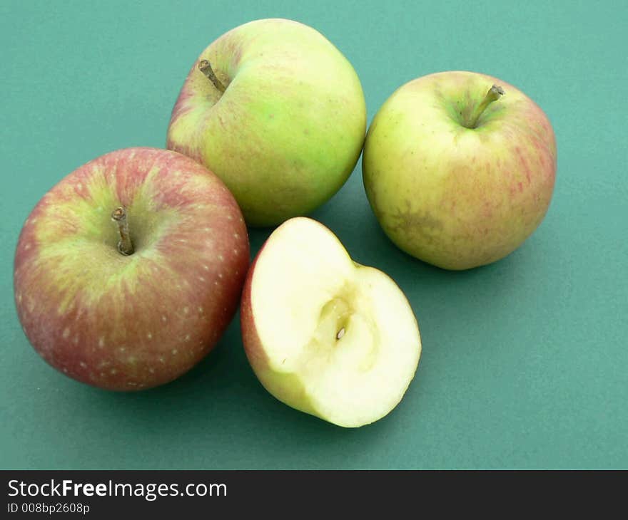 Apple. Green Apple. Green apple to white background