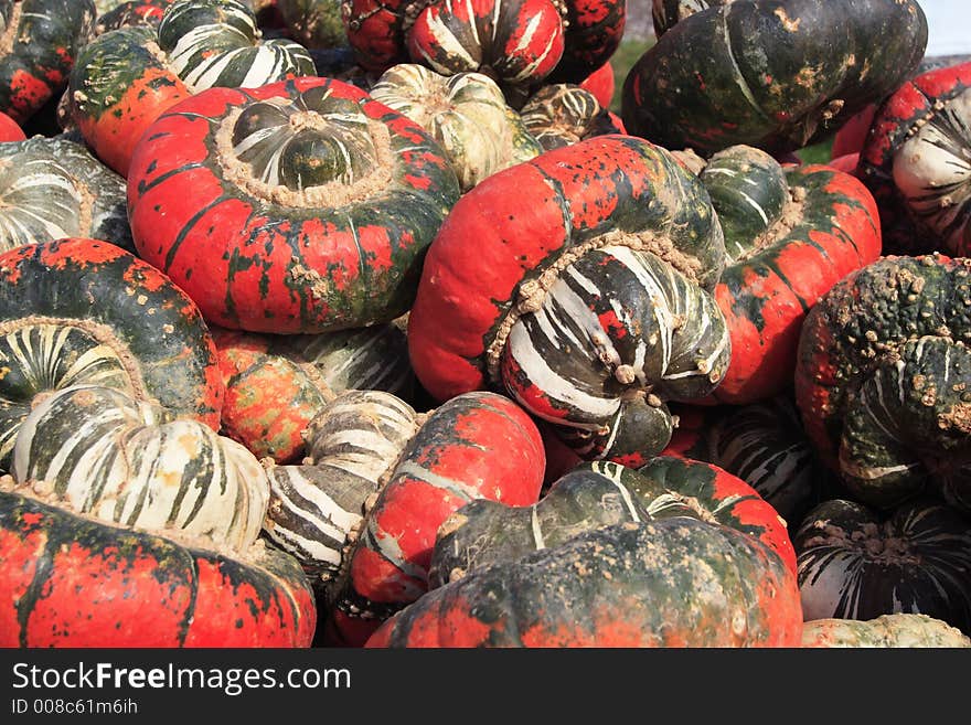 Pile of autumn squash at farm stand. Pile of autumn squash at farm stand