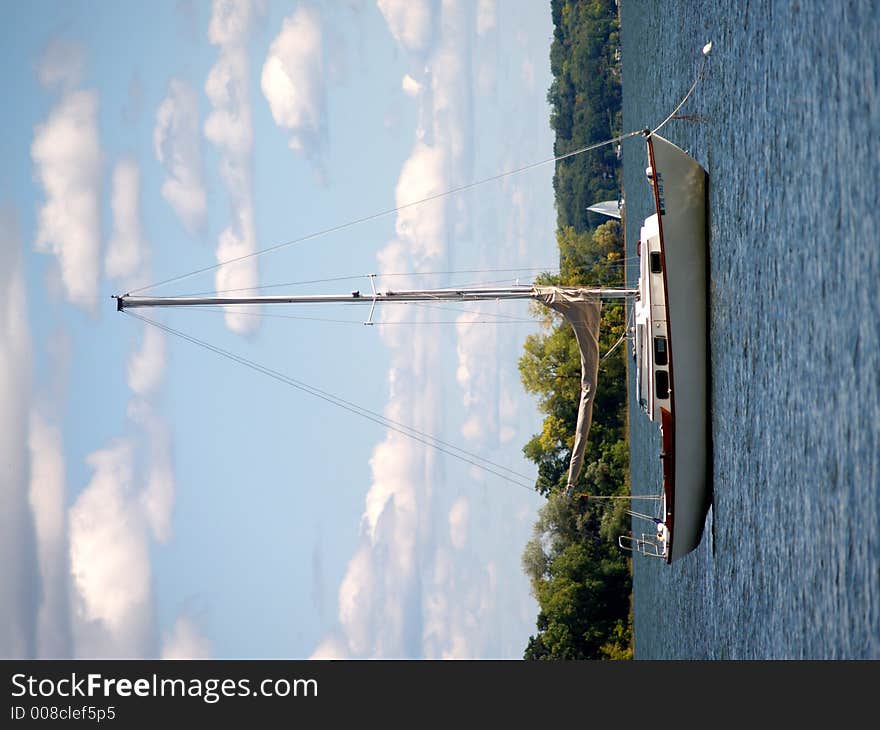 Sailboats on a lake on a summer day