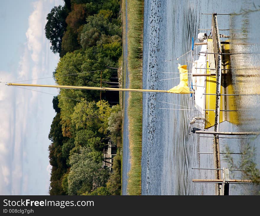 Sailboats on a lake on a summer day