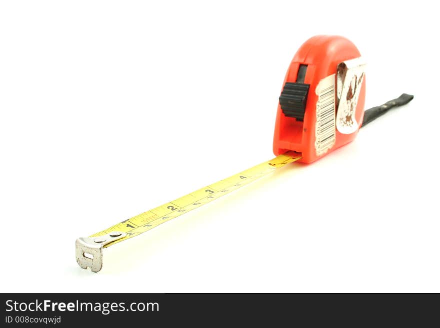 Tape measure against a white background