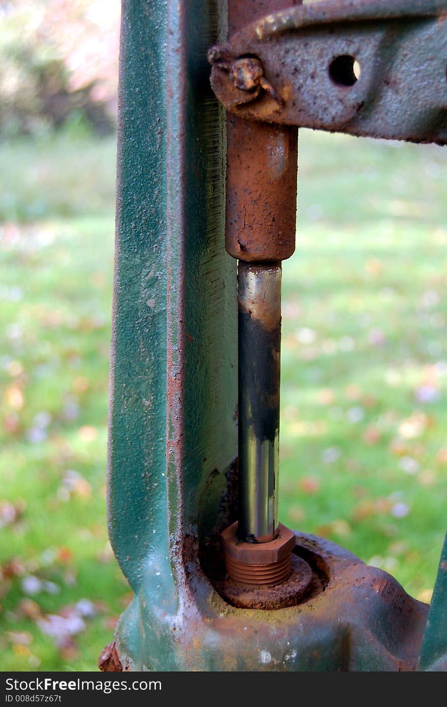 Hydraulics on a hand water pump.