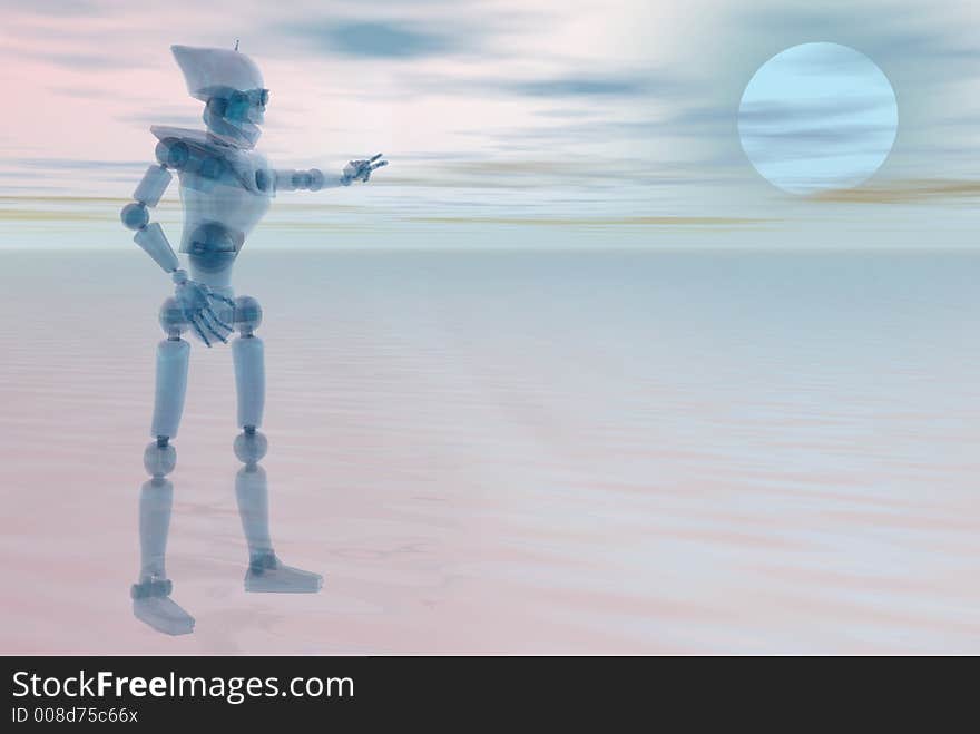 Robot pointing at light