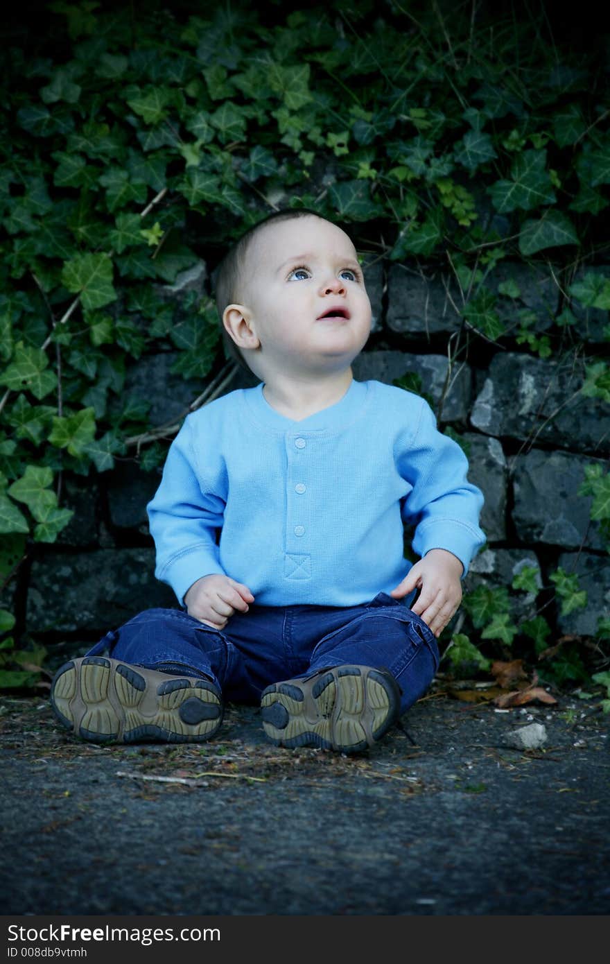 Adorable little boy playing in a park. Adorable little boy playing in a park