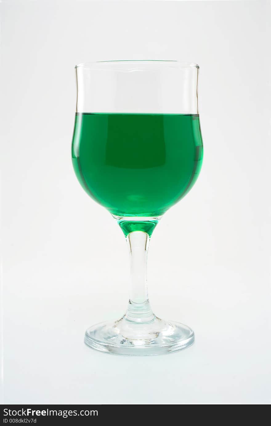 Strange colored beverage on white background. Strange colored beverage on white background