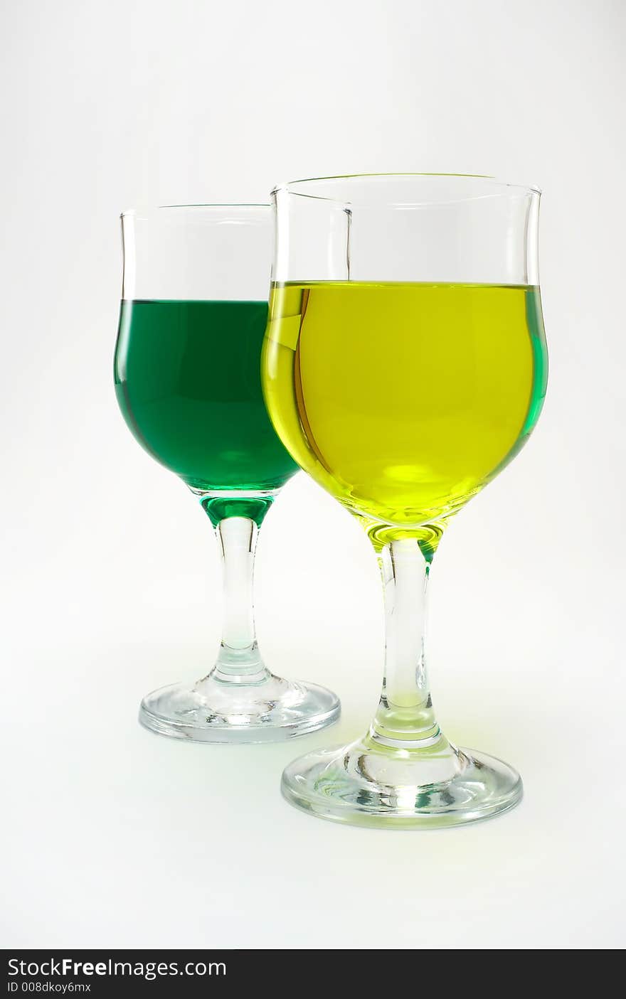 Strange colored beverages on white background. Strange colored beverages on white background