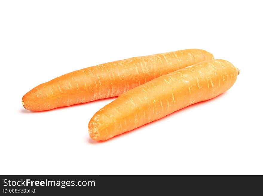 Pair of carrots isolated on white. Pair of carrots isolated on white