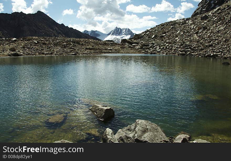 Blue lake in the Cordillera mountain,Peru,South America. Blue lake in the Cordillera mountain,Peru,South America