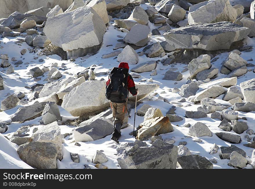 Climber in the Cordillera Blanca mountain