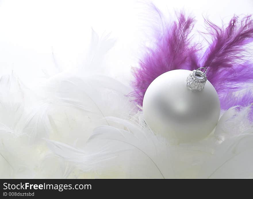 Christmas Glass Ball On Feathers