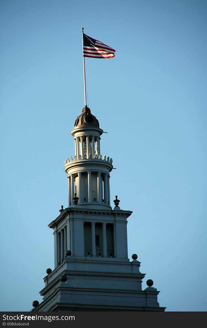 America flag on a roof top in san francisco