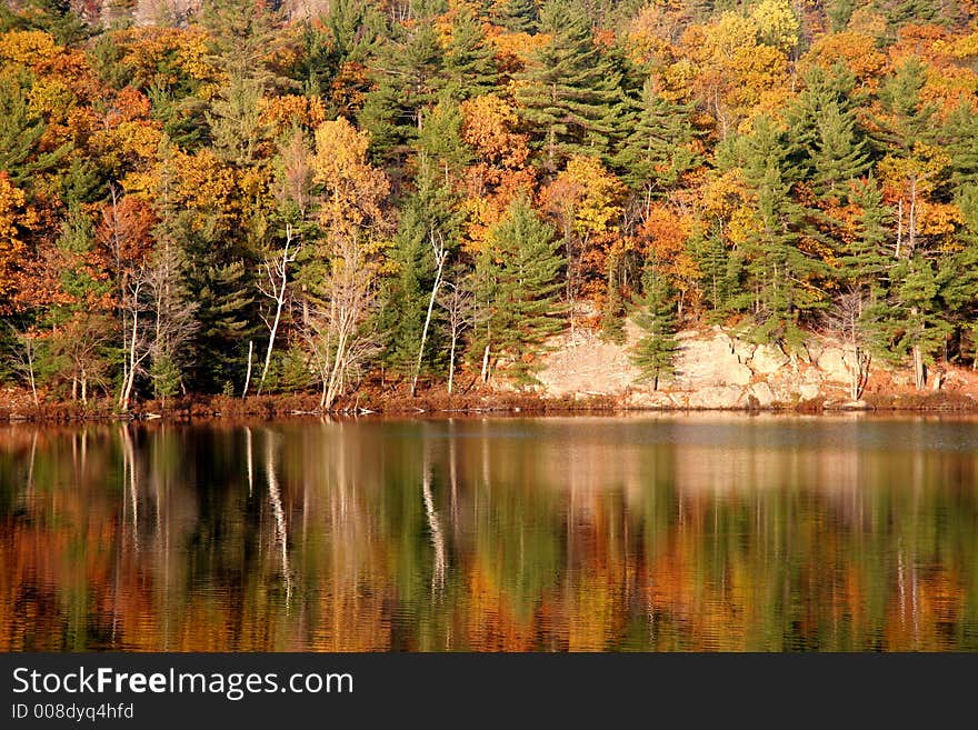 Autumn Lake reflection in Quebec