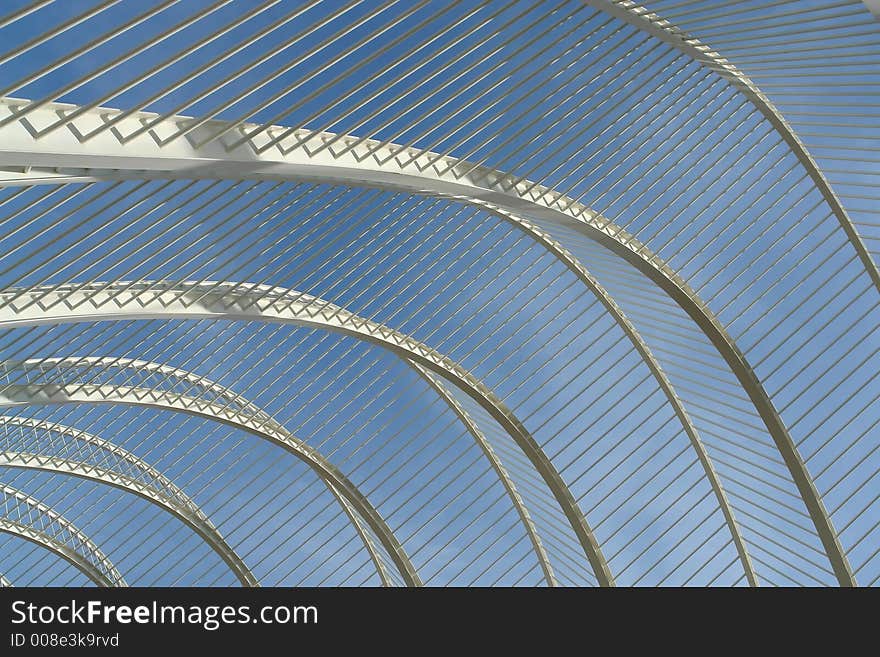 White metallic structure projected on the sky