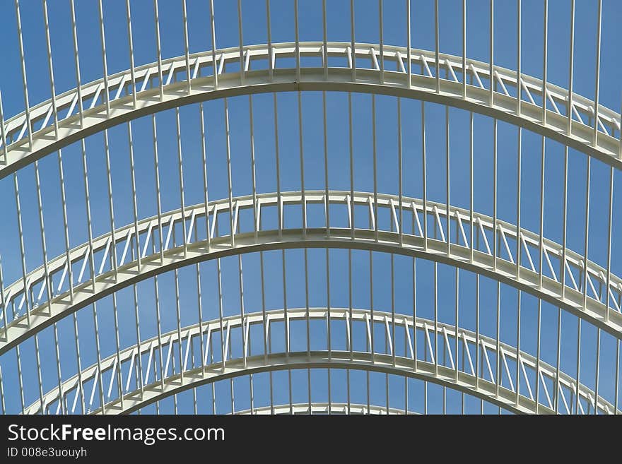 White metallic structure projected on the sky