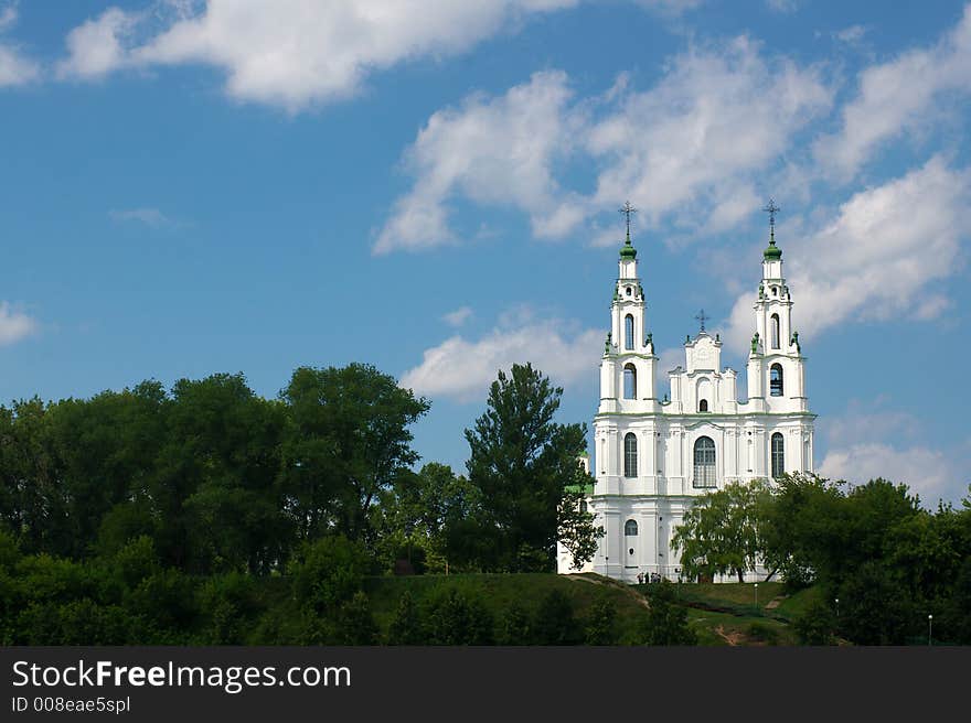 Catholic cathedral in green surroundings