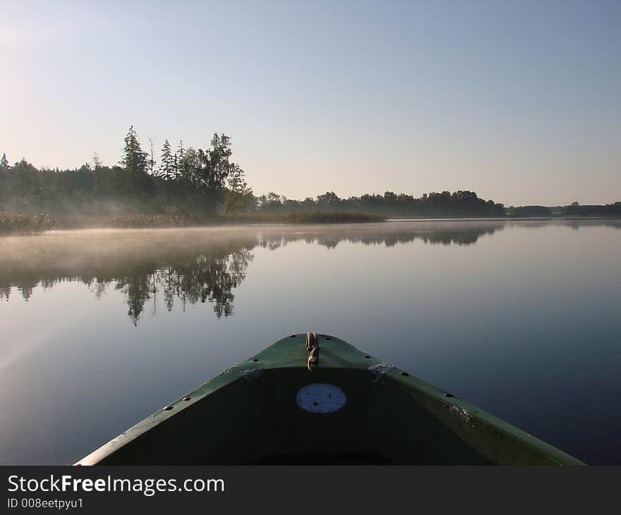 Boat trip in the foggy autumn morning. Boat trip in the foggy autumn morning